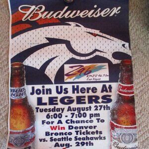 Vintage Legers NM Bar & Z96 KMDZ FM Radio Budweiser Barware Laminated Poster
